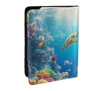 The Underwater World of Coral Reefs, Sharks and Parrot Fish Printed Passport Holder, Travel PU Leather Passport Cover Case Organizador para hombres y mujeres, 6.5 pulgadas, Black, Talla única