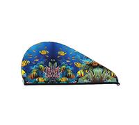 The Underwater World Tropical Fish Bath Shower Gorro para mujer, Coral Velvet Dry Hair Cap Absorbente Toallas de secado rápido