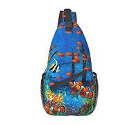 The Underwater World Tropical Fish Tropical Beach Palmera Sunset Crossbody Bag Men's Chest Cross Body Bag, Ligero, para Senderismo y Viajes