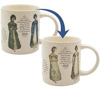 The Unemployed Philosophers Guild Jane Austen - Taza de café o té que cambia de calor, añade café o té y mira cómo el atuendo y los gorros se convierten en un bonito atuendo de noche