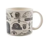The Unemployed Philosophers Guild Memento Mori - Taza de café con imágenes clásicas tomadas de tallas de monumento funerario, viene en una caja de regalo, 14 onzas