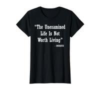 The Unexamined Life Is Not Worth Living Socrates Camiseta gráfica económica, Mujer, Negro, M