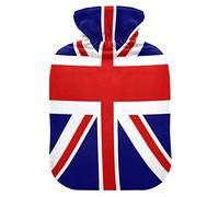 The Union Jack - Botella de agua caliente con funda para cama de invierno, cuello y hombros, 1 L