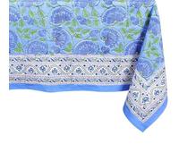 THE Unltd India Indigo Light - Mantel cuadrado rectangular 100 % algodón, estampado floral, para mesa de comedor, fiestas, bodas, al aire libre, decoración de gran bufé, 60 x 90 pulgadas, 8 plazas