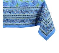 THE Unltd India Mantel cuadrado azul cielo, 150 x 150 cm, 100 % algodón, estampado floral, mantel para mesa de comedor, 4 plazas, decoración bohemia de primavera, bodas, fiestas, estilo hogar al aire