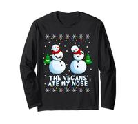 The Vegans Eat my Nose Snowman Christmas Broma Manga Larga