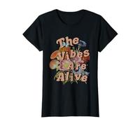 The Vibes Are Alive with Retro Flowers Camiseta