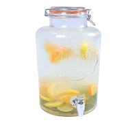 The Vintage Company 51050 Dispensador de bebidas de vidrio gigante | Tapa hermética y grifo | Capacidad de 7,6 litros | Bodas/Fiestas/Barbacoas, 7.6 litros, Vidrio Transparente
