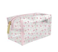 The Vintage Cosmetic Company Bolsa de Maquillaje Transparente Rosa, Elegante Neceser Transparente para Artículos de Tocador y Esenciales de Maquillaje con un Estampado Vintage de Rosas