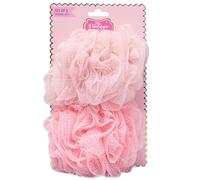 The Vintage Cosmetic Company Juego de 2 Esponjas de Ducha , Suaves Esponjas de Malla para Baño, Espuma Abundante, Exfoliación Suave y Cuidado Diario de la Piel, Color Rosa