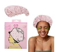 The Vintage Cosmetic Company, Toalla Doble para el Cabello Rosa de Turbante de Microfibra y Satén para Mujeres, Secado Rápido, para el Cuidado Diario del Cabello