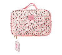 The Vintage Cosmetic Company Tulip - Bolsa de transporte cuadrada, organizador de cosméticos floral para maquillaje, artículos de tocador y artículos esenciales de viaje con cierre de cremallera