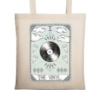 The Vinyl Funny Tarot Card Parody Natural Ecológico Algodón Tote Bag Beige, beige, Talla única