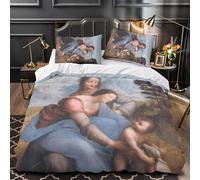The Virgin And Child with Saint Anne Funda Nórdica 3D Impresión Da Vinci Funda De Edredón Familiar Y Niños Con Cremallera Microfibra Juego De Ropa De Cama Y Funda De Almohada 3 Piezas Double（200x200cm