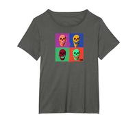 The Walking Dead Skull Pop Camiseta, Mujer Tallas Grandes, Asfalto, 2XL Grande
