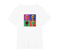The Walking Dead Skull Pop Camiseta, Mujer Tallas Grandes, Blanco, 2XL Grande