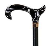 The Walking Stick Company - Bastón de madera con mango de mármol, color blanco y negro, 93 cm