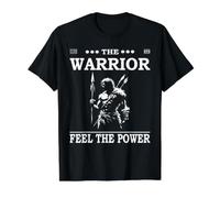 The Warrior - Feel The Power - Diseño de Jugador de rol Camiseta gráfica económica, Hombre, Negro, XL