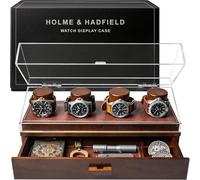 The Watch Deck - Estuche de Exhibición Premium para 4 Relojes - Regalo Único de Navidad para Hombres - Caja de Madera de Lujo