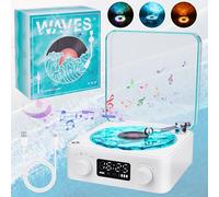 The Waves - Reproductor de discos de vinilo con luz RGB, altavoz Bluetooth, sonido estéreo de 3 modos de ayuda para dormir con 4 sonidos de la naturaleza, portátil