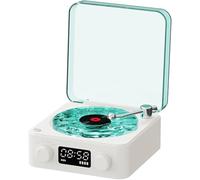 The Waves - Reproductor de discos de vinilo vintage con Bluetooth, altavoz Bluetooth inalámbrico con luces ajustables para dormitorio, oficina, fiesta (blanco)