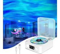 The Waves Tocadiscos De Vinilo, Toca Discos Vinilo Musica, Reproductor Vinilo, Reproductor De Discos De Vinilo Vintage Waves, con Altavoces y Luz RGB (Azul)