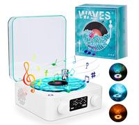 The Waves Tocadiscos De Vinilo Vintage con Altavoces Y Luz RGB, Tocadiscos De Vinilo Vintage, Compatible con TF Y Aux, Tocadis-cos De ViniloBluetooth para Dormitorio, Fiestas, Regalo