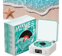 The Waves Vinyl Player, Waves Vintage Vinyl Record Player Bluetooth Speaker, Bluetooth Vinyl Record Player Waves, Waves Retro Vinyl Record Player (White)