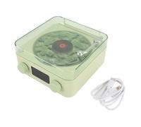 The Waves Vinyls Player, Tocadiscos inalámbrico Compacto de vinilos con luz Ambiental y visualización de la Hora para Dormitorio, Oficina, sueño Relajante (Verde)