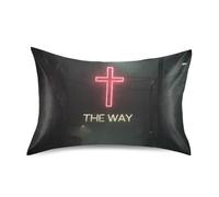 The Way Cross - Funda de almohada de satén de neón suave para cabello y piel, tamaño Queen con cierre de sobre, para oficina, 20 x 30 pulgadas