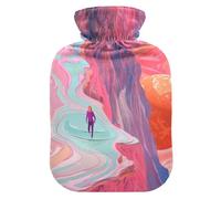 The Way of Life - Bonita botella de agua caliente con cubierta suave, bolsa de agua de 2 L para calambres menstruales, alivio del dolor de cuello y hombros, alivio del dolor