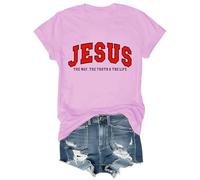 The Way The Truth The Life - Camisa unisex con texto en inglés "Christian Faith Jesus The Way The Truth and The Life", rosa, XXL