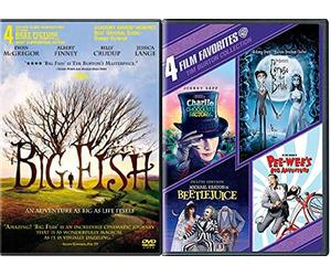 The Weirds Tales 5 Movie Pack Charlie & The Chocolate Factory Johnny Depp + Beetlejuice / Pee Wee Big Adventure / Corpse Bride & Tim Burton Big Fish DVD Strange Film Favorites Family Fun Pack