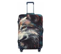 The White and Red Wolf - Funda elástica para equipaje de viaje, protector de maleta, antiarañazos, estampado de lobos, Black, XL