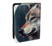 The White and Red Wolf - Funda para pasaporte con estampado de lobo, organizador de viaje de piel sintética para hombres y mujeres, 6.5 pulgadas, Black, Talla única