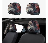 The White And Red Wolf - Protector para reposacabezas de coche, 2 piezas, elástico, ajuste universal, accesorios interiores para la mayoría de vehículos, para mujeres y hombres