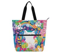 The White Cat in The Garden - Bolsas de mano para niños, niñas y mujeres, ligeras, resistentes, reutilizables, para biblioteca, libros, bolsa de comestibles para la escuela, el trabajo, viajes