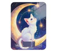 The White Cat on The Moon - Báscula portátil de cocina de 11 libras/1 onzas, escala de 5 kg/5 g para alimentos onzas y gramos con 4 unidades para hacer jabón dietas (pilas no incluidas)