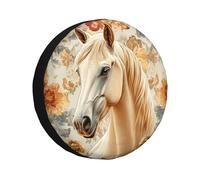 The White Horse'S Head Is Among The Flowers - Cubierta de neumático de repuesto para llantas, impermeable, a prueba de polvo, ajuste universal para remolque, caravana, SUV, camión, cámper, 16 pulgadas