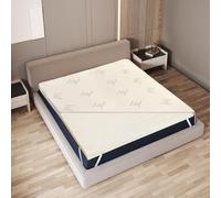 The White Stone Sobrecolchón de Látex Natural 120 x 190 cm | Funda de Bambú Transpirable, Antialérgica y Desmontable | Grosor 5 cm | Corrector de Colchón con Elásticos de Sujeción en Las Esquinas