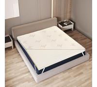 The White Stone Sobrecolchón de Látex Natural 180 x 190 cm | Funda de Bambú Transpirable, Antialérgica y Desmontable | Grosor 5 cm | Corrector de Colchón con Elásticos de Sujeción en Las Esquinas