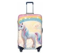 The White Unicorn - Funda elástica para equipaje de viaje, protector de maleta, antiarañazos, estampado de unicornio, Black, L