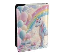 The White Unicorn - Funda para pasaporte con estampado de unicornio, funda organizadora de viaje para pasaporte, para hombres y mujeres, 6.5 pulgadas, Black, Talla única