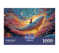 The White Whale Has A Girl Sitting 1000 Pieza Cartulina Premium Rompecabezas Premium Flying Whale Antiestrés Juguete De Cumpleaños Rompecabezas para Adultos Y Niños 70x50cm/1000pcs