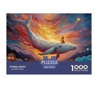 The White Whale Has A Girl Sitting 1000 Pieza Cartulina Premium Rompecabezas Premium Flying Whale Extremadamente Difícil Juego Familiar Rompecabezas Regalos para Familia Y Amigos 70x50cm/1000pcs