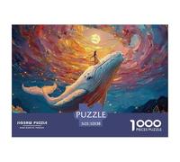 The White Whale Has A Girl Sitting 1000 Pieza Cartulina Premium Rompecabezas Premium Girl on Whale Extremadamente Difícil Juego Familiar Rompecabezas Regalos para Familia Y Amigos 52x38cm/1000pcs