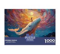 The White Whale Has A Girl Sitting 1000 Piezas Cartulina Extra Gruesa Rompecabezas DIY Girl on Whale Extremadamente Difícil Juguete De Cumpleaños Rompecabezas Regalos Para Familia Y Amigos 38x26cm/100