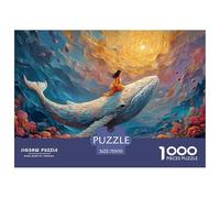 The White Whale Has A Girl Sitting 1000 Piezas Cartulina Extra Gruesa Set De Rompecabezas Girl on Whale Antiestrés Juguete De Cumpleaños Rompecabezas Regalos para Familia Y Amigos 70x50cm/1000pcs