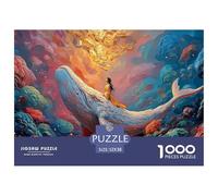 The White Whale Has A Girl Sitting 1000 Piezas Cartulina Premium Rompecabezas DIY Flying Whale Antiestrés Juego Creativo Rompecabezas para Adultos Y Niños 52x38cm/1000pcs