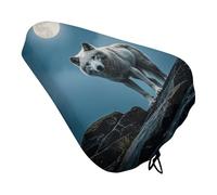 The White Wolf on The Rock - Funda de asiento de bicicleta acolchada suave, cojín extra ancho para asiento de bicicleta para mujeres y hombres, cómodo, cojín de repuesto impermeable para asientos de